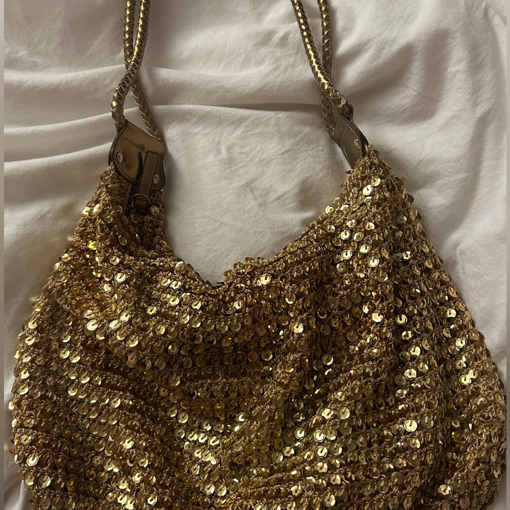 Gold Sequin Shoulder Bag - Women - Picture 2 of 6